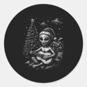 Alien houdt van kerst ronde sticker (Voorkant)