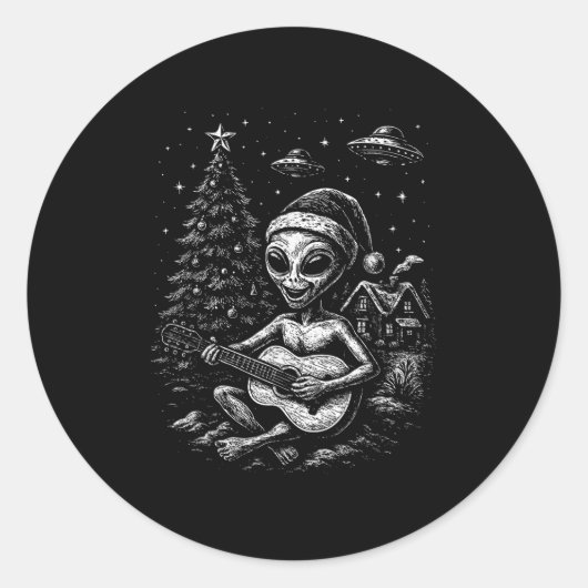 Alien houdt van kerst ronde sticker (Voorkant)