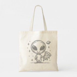 Alien houdt van pizza tote bag