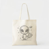 Alien houdt van pizza tote bag (Voorkant)