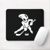 Alien Ice Hockey Player Cool Cartoon Muismat (Met muis)