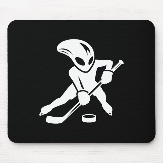 Alien Ice Hockey Player Cool Cartoon Muismat (Voorkant)
