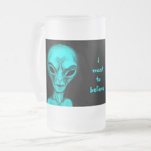 Alien, ik wil geloven matglas bierpul