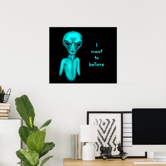 Alien, ik wil geloven poster (Thuiskantoor)