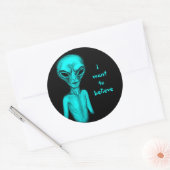 Alien, ik wil geloven ronde sticker (Envelop)