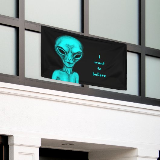 Alien, ik wil geloven spandoek (Buitenkant Gebouw)