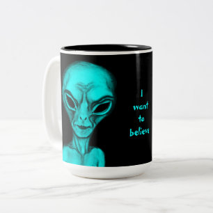 Alien, ik wil geloven tweekleurige koffiemok