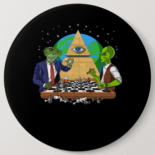 Alien Illuminati Ronde Button 6,0 Cm (Voorkant)