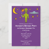 Alien in de ruimte met planetballonnen op zaterdag kaart (Voorkant)