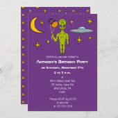 Alien in de ruimte met planetballonnen op zaterdag kaart (Voorkant / Achterkant)