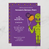 Alien in de ruimte met planetballonnen op zaterdag kaart (Voorkant / Achterkant)