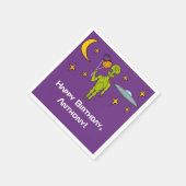 Alien in de ruimte met planetballonnen op zaterdag servet (Hoek)