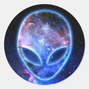 Alien in de ruimte ronde sticker