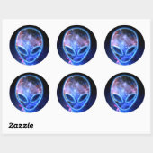 Alien in de ruimte ronde sticker (Vel)
