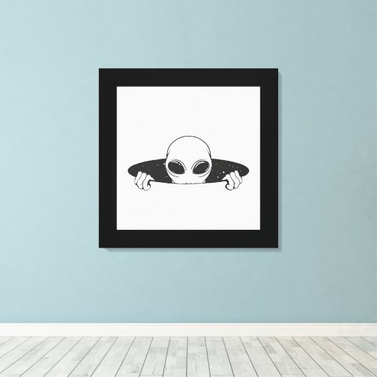 Alien in een eenzijdig, verrekend canvas afdrukken (Insitu (Houten vloer))