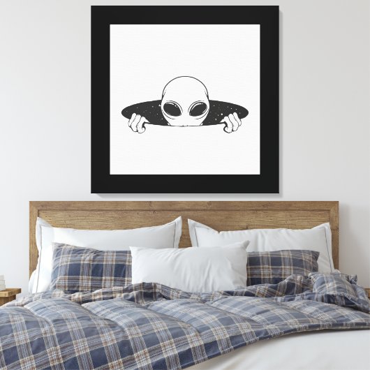 Alien in een eenzijdig, verrekend canvas afdrukken (Insitu (Slaapkamer))
