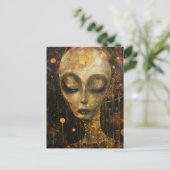 Alien in een Klimt-stijl Briefkaart (Staand voorkant)