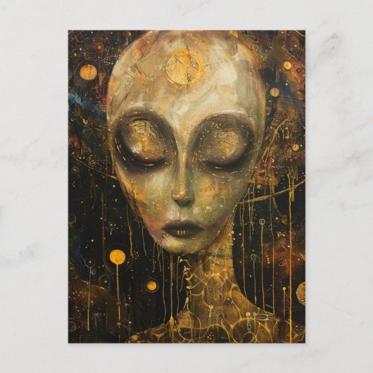 Alien in een Klimt-stijl Briefkaart (Voorkant)