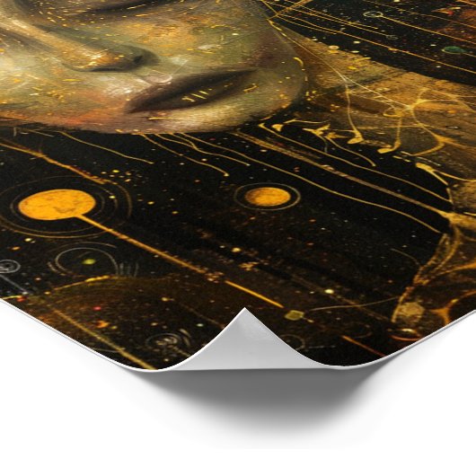 Alien in een Klimt-stijl Poster (Hoek)