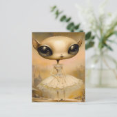 Alien in een roze jurk briefkaart (Staand voorkant)