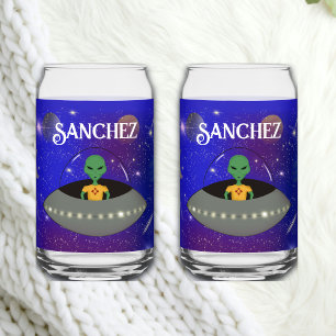 Alien in een ruimteschip draagt een New Mexico T-s Blikvorm Glas