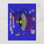 Alien in een ruimteschip draagt een New Mexico T-s Briefkaart (Voorkant)