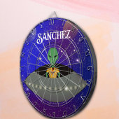 Alien in een ruimteschip draagt een New Mexico T-s Dartbord
