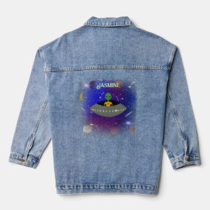 Alien in een ruimteschip draagt een New Mexico T-s Denim Jacket
