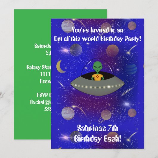 Alien in een ruimteschip draagt een New Mexico T-s Kaart (Voorkant / Achterkant)