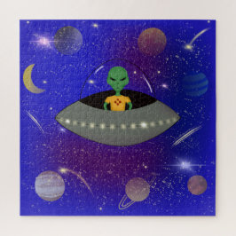 Alien in een ruimteschip draagt een New Mexico T-s Legpuzzel