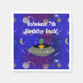 Alien in een ruimteschip draagt een New Mexico T-s Servet