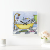 Alien in mijn Bathtub-wandklok Vierkante Klok (Huis)