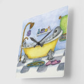 Alien in mijn Bathtub-wandklok Vierkante Klok (Hoek)