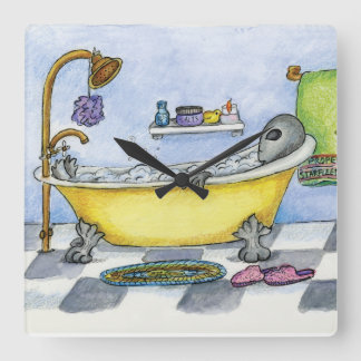 Alien in mijn Bathtub-wandklok Vierkante Klok