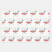 Alien in Ruimteschip Pattern Boy Verjaardag Wit Bl Inpakpapier Vel (Voorkant 2)