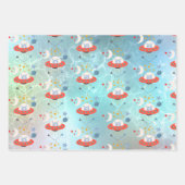 Alien in Ruimteschip Pattern Boy Verjaardag Wit Bl Inpakpapier Vel (Voorkant)