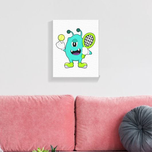 Alien in Tennis met Tennis racket Canvas Afdruk (Insitu (Woonkamer))
