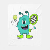Alien in Tennis met Tennis racket Fleece Deken (Voorkant)
