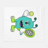 Alien in Tennis met Tennis racket Fleece Deken (Voorkant (Horizontaal))