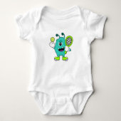 Alien in Tennis met Tennis racket Romper (Voorkant)