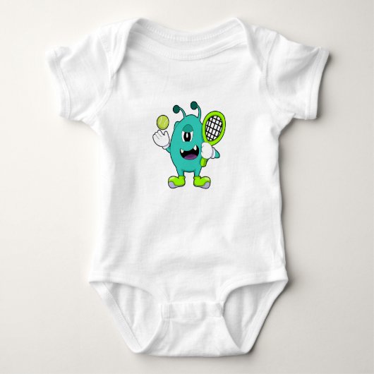 Alien in Tennis met Tennis racket Romper (Voorkant)