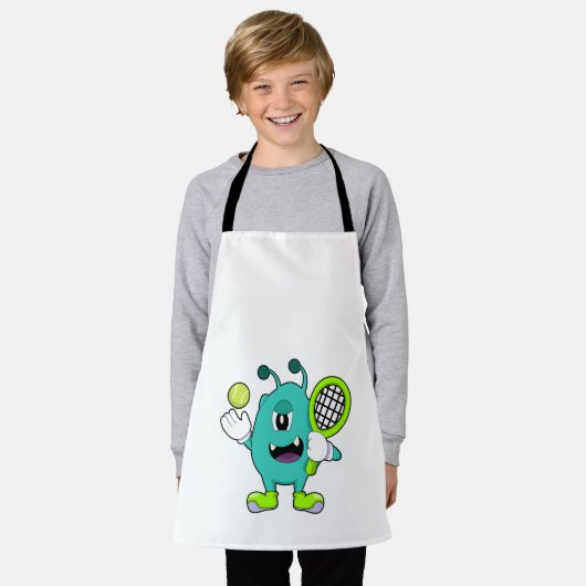 Alien in Tennis met Tennis racket Schort (Gedragen)