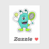 Alien in Tennis met Tennis racket Sticker (Vel)
