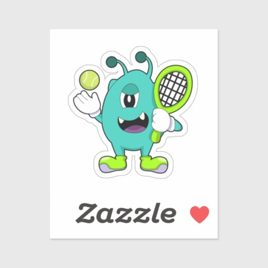 Alien in Tennis met Tennis racket Sticker (Vel)