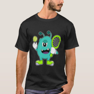 Alien in Tennis met Tennis racket T-shirt