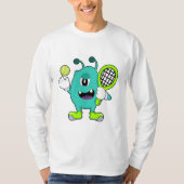 Alien in Tennis met Tennis racket T-shirt (Voorkant)