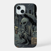 Alien in the Rain iPhone 15 Case (Achterkant)