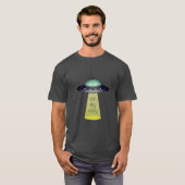 Alien in UFO met tractorstraal T-shirt (Voorkant volledig)