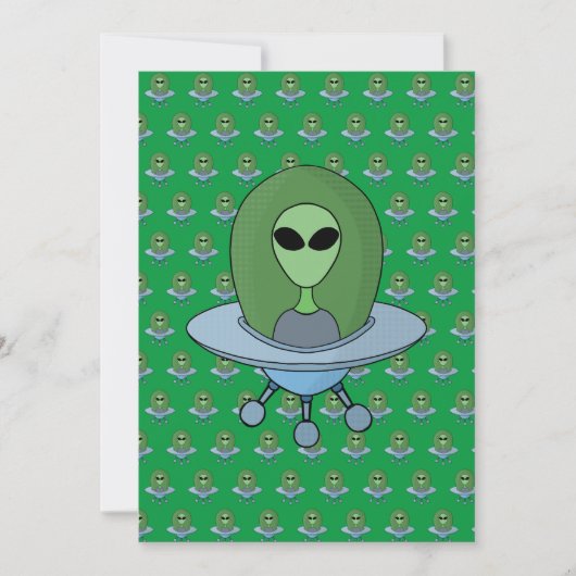 Alien in zijn kleine ruimteschip bedankkaart (Voorkant)