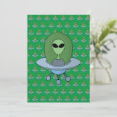 Alien in zijn kleine ruimteschip bedankkaart (Staand voorkant)
